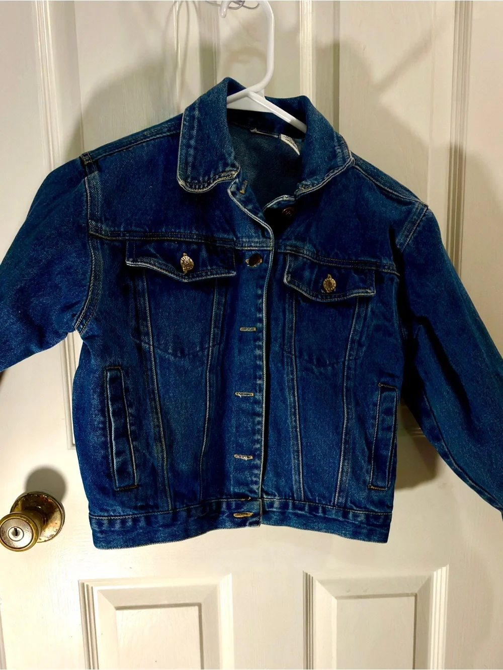 Kids Classic Dark Blue Denim Jacket with Cuddly Bear Tapestry